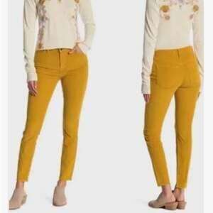 We the free mustard yellow 26 corduroys pants raw hem skinny stretchy fall